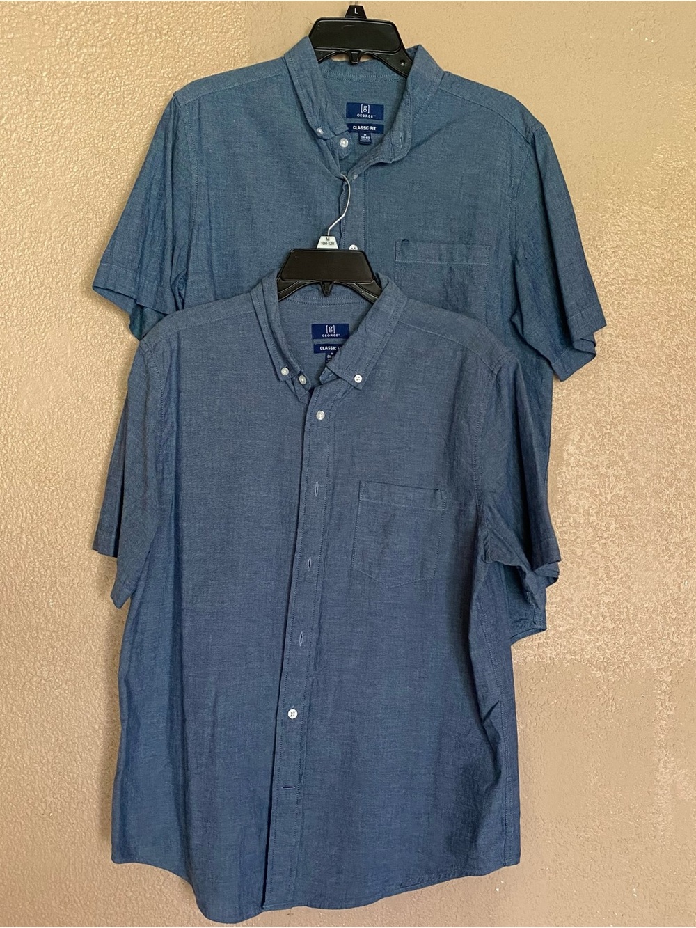 Denim Blue Men’s Short Sleeve Button Up Shirt Bundle